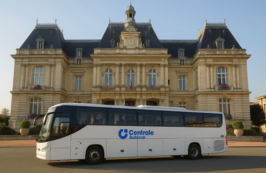 Bus loué à Saint-Maur-des-Fossés, devant la mairie