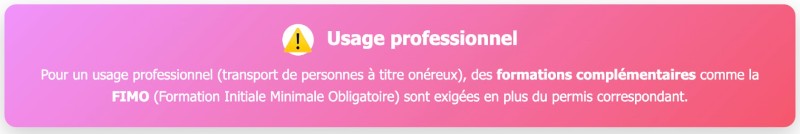 Quel permis pour usage pro ou perso