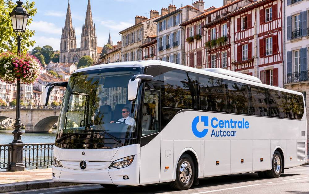 Autocar avec chauffeur Centrale Autocar sur les quais de la Nive à Bayonne